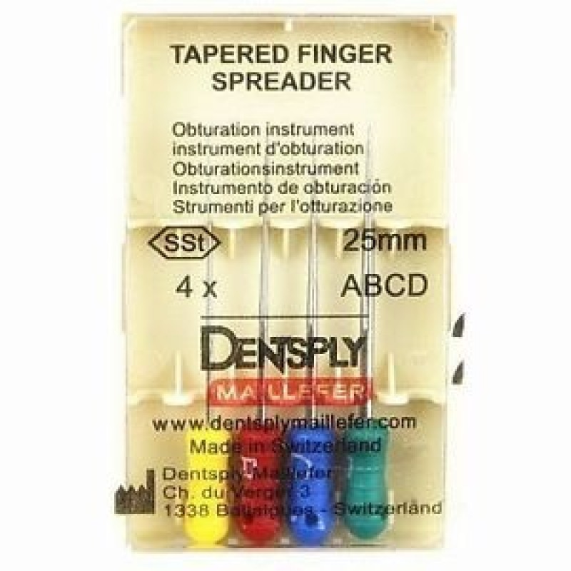 Инструмент ручной для уплотнения гуттаперчевых штифтов Finger Spreader Tapered (4 шт.) Инструмент ручной для уплотнения гуттаперчевых штифтов Finger Spreader Tapered (4 шт.)