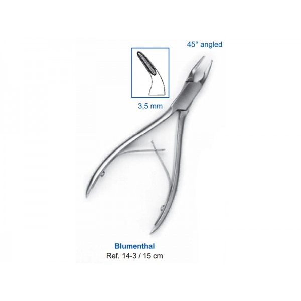 Кусачки костные Blumenthal, 15см, 3,5мм, 45° угол рабочей части Кусачки костные Blumenthal, 15см, 3,5мм, 45° угол рабочей части