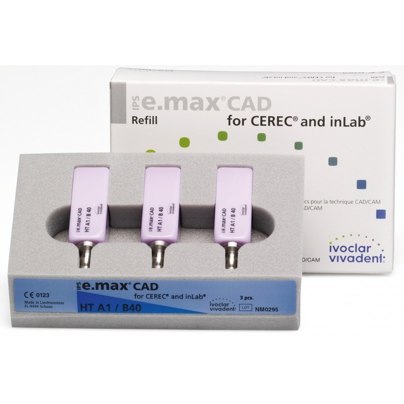 Блоки из безметалловой керамики IPS e.max CAD for CEREC and inLab HT B40 Blocks (3 шт.) Блоки из безметалловой керамики IPS e.max CAD for CEREC and inLab HT B40 Blocks (3 шт.)
