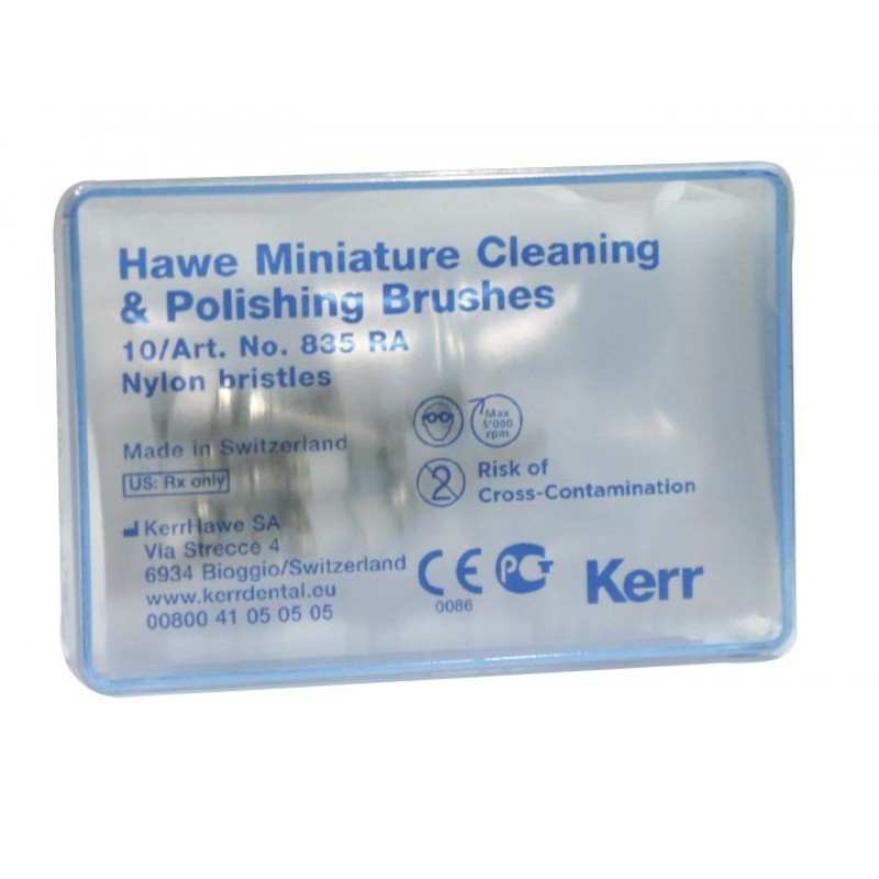 Щеточки из нейлоновой щетины для чистки и полировки зубов Hawe Miniature (10 шт.) Щеточки из нейлоновой щетины для чистки и полировки зубов Hawe Miniature (10 шт.)