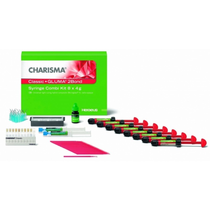 Материал рентгеноконтрастный светоотверждаемый микрогибридный Charisma CLASSIC Syr Assortment (шприцы 8 шт. по 4 г + Gluma 2Bond) Материал рентгеноконтрастный светоотверждаемый микрогибридный Charisma CLASSIC Syr Assortment (шприцы 8 шт. по 4 г + Gluma 2Bond)