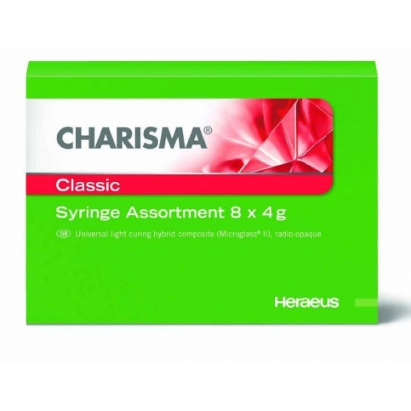 Материал рентгеноконтрастный светоотверждаемый микрогибридный Charisma CLASSIC Syr Assortment (шприцы 8 шт. по 4 г) Материал рентгеноконтрастный светоотверждаемый микрогибридный Charisma CLASSIC Syr Assortment (шприцы 8 шт. по 4 г)