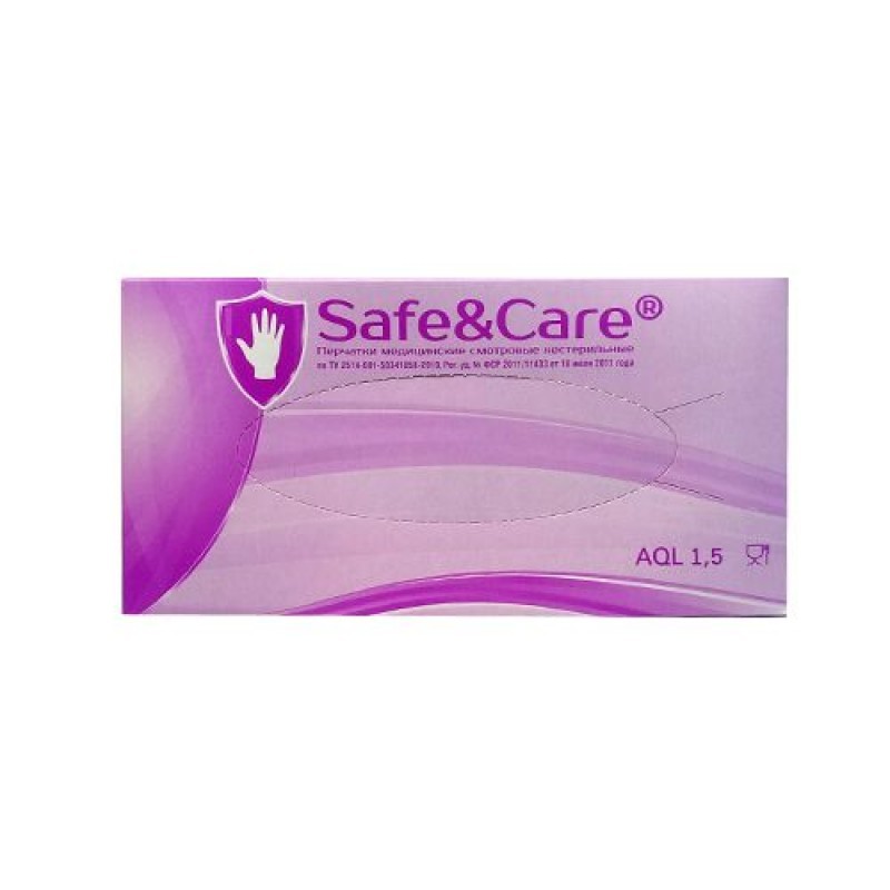 Перчатки нитриловые смотровые текстурированные Safe&Care (100 шт.) Перчатки нитриловые смотровые текстурированные Safe&Care (100 шт.)