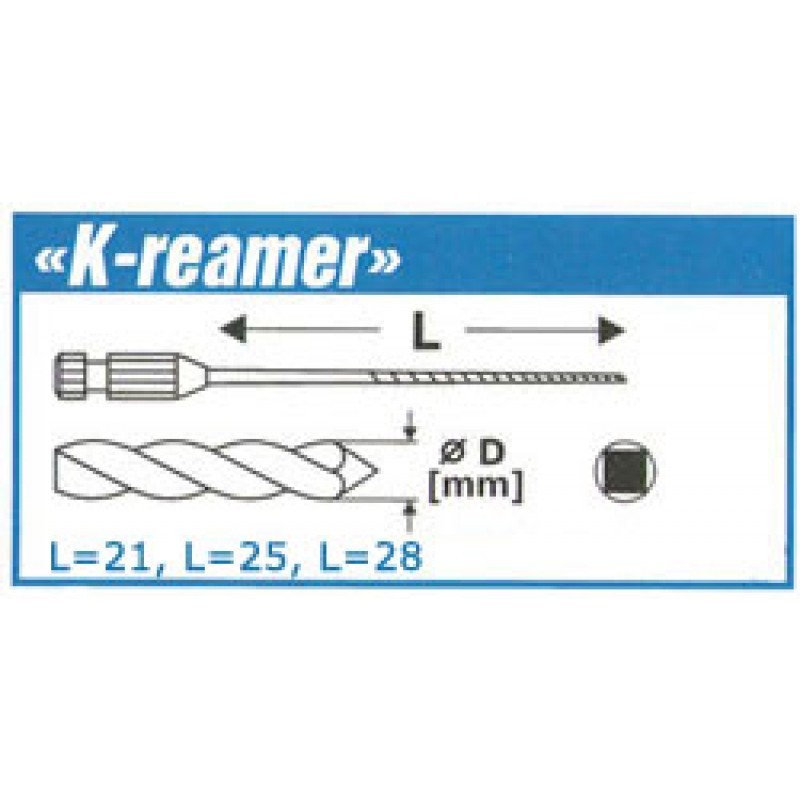 Каналорасширители ручные K-reamer (6 шт.) Каналорасширители ручные K-reamer (6 шт.)