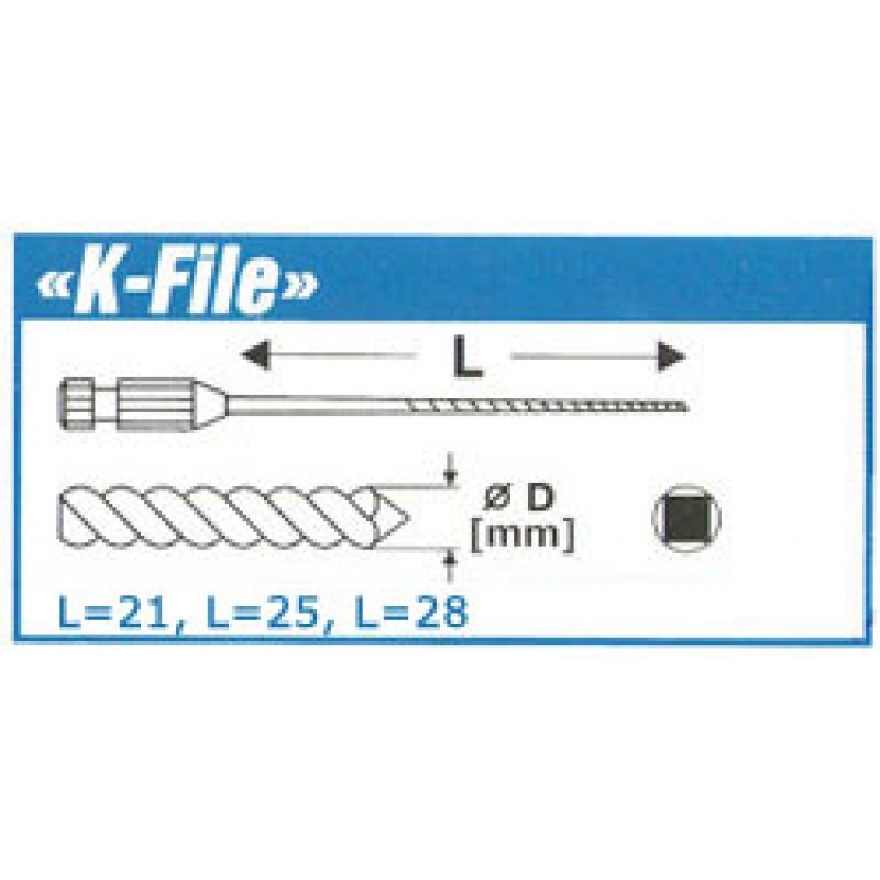 Напильники тип К корневые K-files (6 шт.) Напильники тип К корневые K-files (6 шт.)