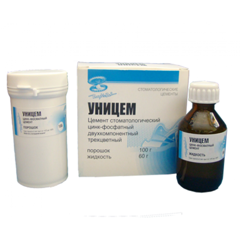 Цемент стоматологический цинкофосфатный Уницем (100 г + 60 г) Цемент стоматологический цинкофосфатный Уницем (100 г + 60 г)